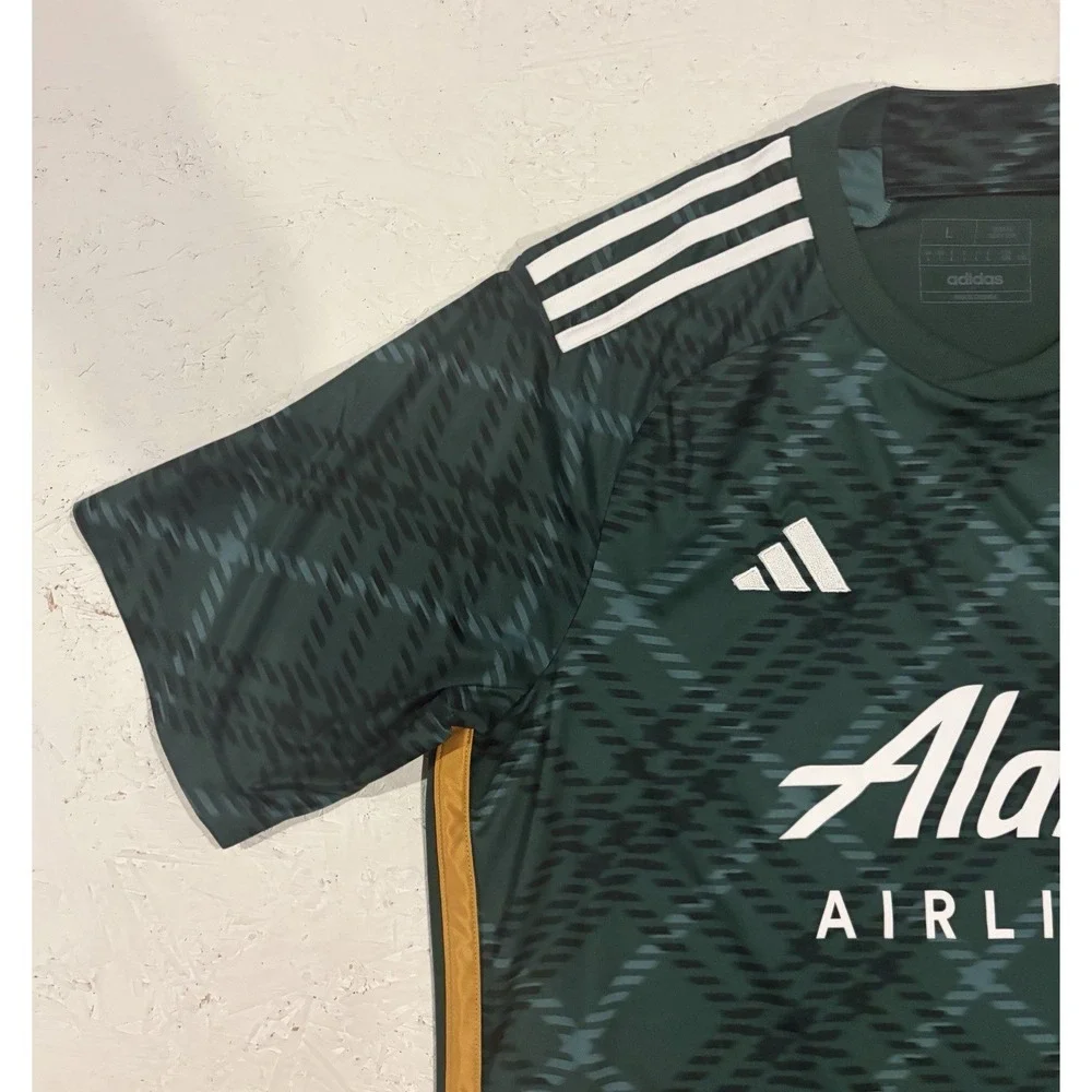 Adidas Portland Timbers 2023 Heritage Jersey Green Plaid Mens Large Slim HY5451